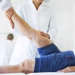 Person receiving vein treatment, highlighting varicose or spider vein reduction and vascular care